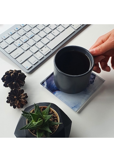 Decorita Cam Bardak Altlığı Ocean Desen 4'lü Takım 10 x 10 CM Çok Renkli