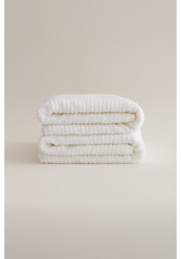 Ivory Beyaz Fitilli Mikro Fiber %100 Pamuk 2li Banyo Havlusu Seti Beyaz