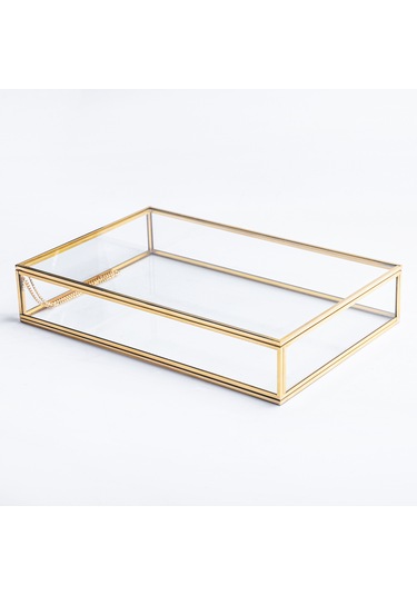 Cam Kutu Pirinç & Gold 30x20x5cm