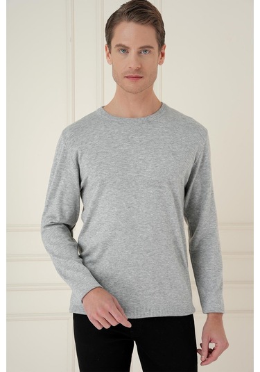 Tr 875 Slim Fit Gri Klasik Triko Gri