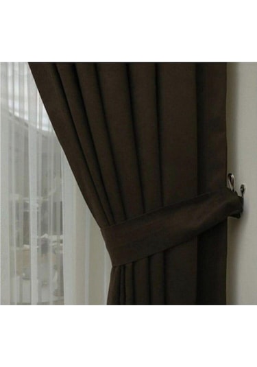 Koyu Kahve Ada Fon Perde Normal Pile 1'e 2,5 Pile-koyu Kahve Koyu Kahverengi