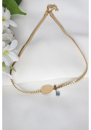 Yassı Zincirli Plaka Model Kolye Çok Renkli