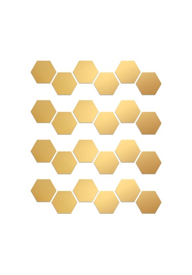 Jeehugo 24 Adet Altıgen Akrilik Ayna Duvar Sticker - Ev Dekoru Dıy, Çocuk Odası/yatak Odası/banyo Uygun, Altın Renk, 10x8.5x5cm, Kolay Kurulum Altın