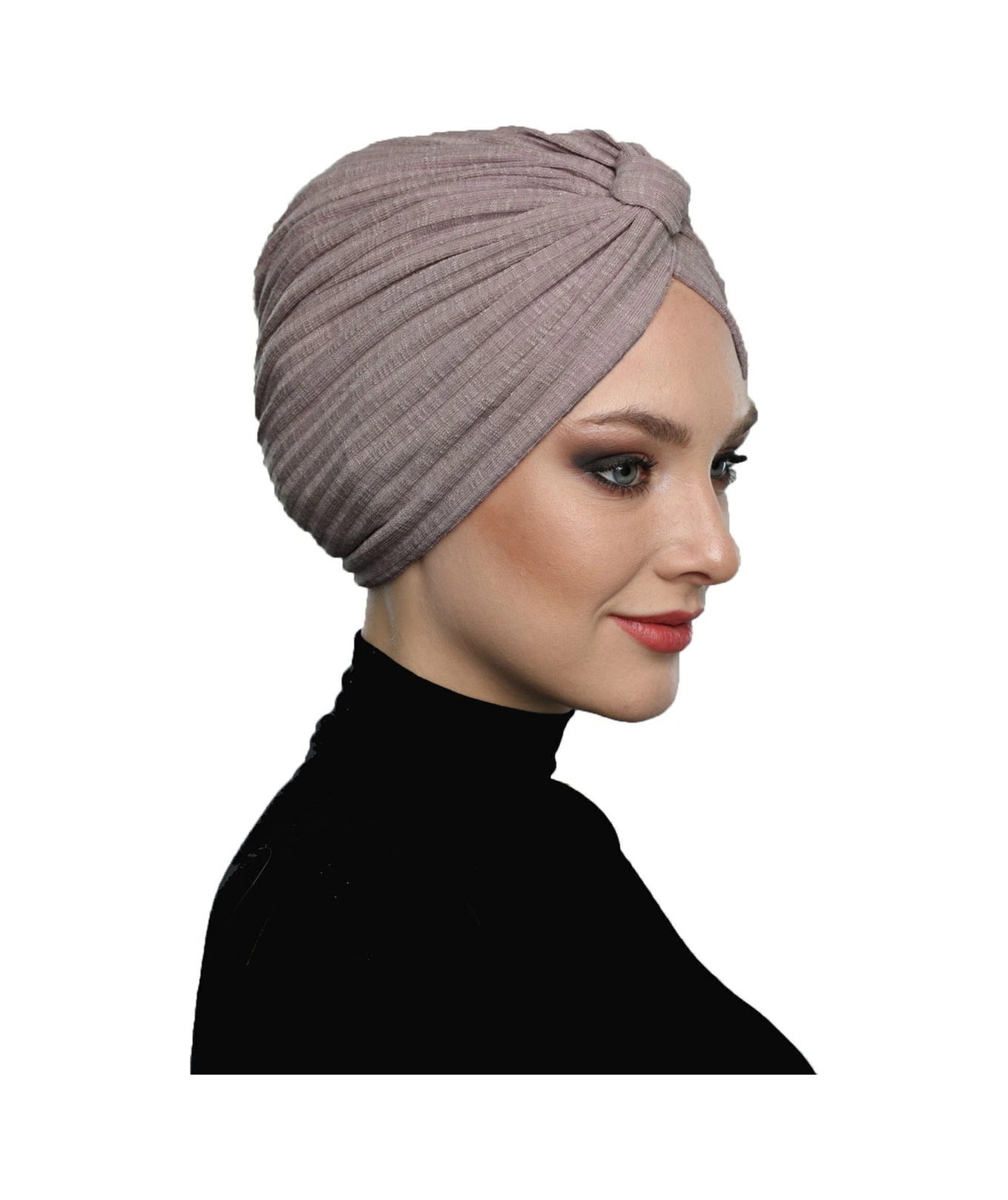 Pamuklu Bantlı Çapraz Astarlı Menekşe Rengi Hazır Türban Tesettür Havuz Bonesi Menekşe