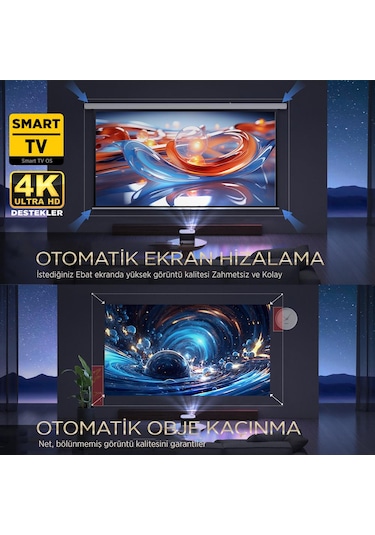 Vankyo Aurzen Boom 3 WiFi + Bluetooth 300 Inç 4K Smart TV Projeksiyon Cihazı Siyah