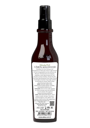 Akita 80 Derece Geleneksel Türk Limon Kolonyası 250 ML