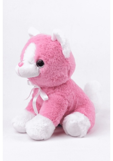 Peluş Oyuncak Oturan Kedi Çift Renkli 30 Cm Pembe - Beyaz
