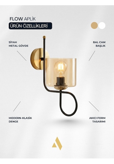 Flow Duvar Apliği Modern Klasik Tarzda Opal Ve Bal Camlı Işıltı Bal