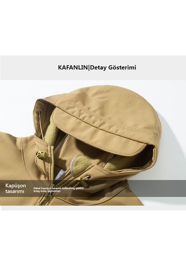 Erkekler İçin Yumuşak Kabuklu Kalın Rüzgar Geçirmez Sıcak Ceket Gri