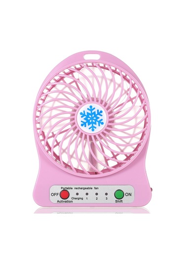 Symbee Usb Li Çaklı El Fani , Masaüstü /dış Mekan Kullanı Mı , 3 Hız Ayarı , Led Işık, Pembe - Serinlik Her Yerde