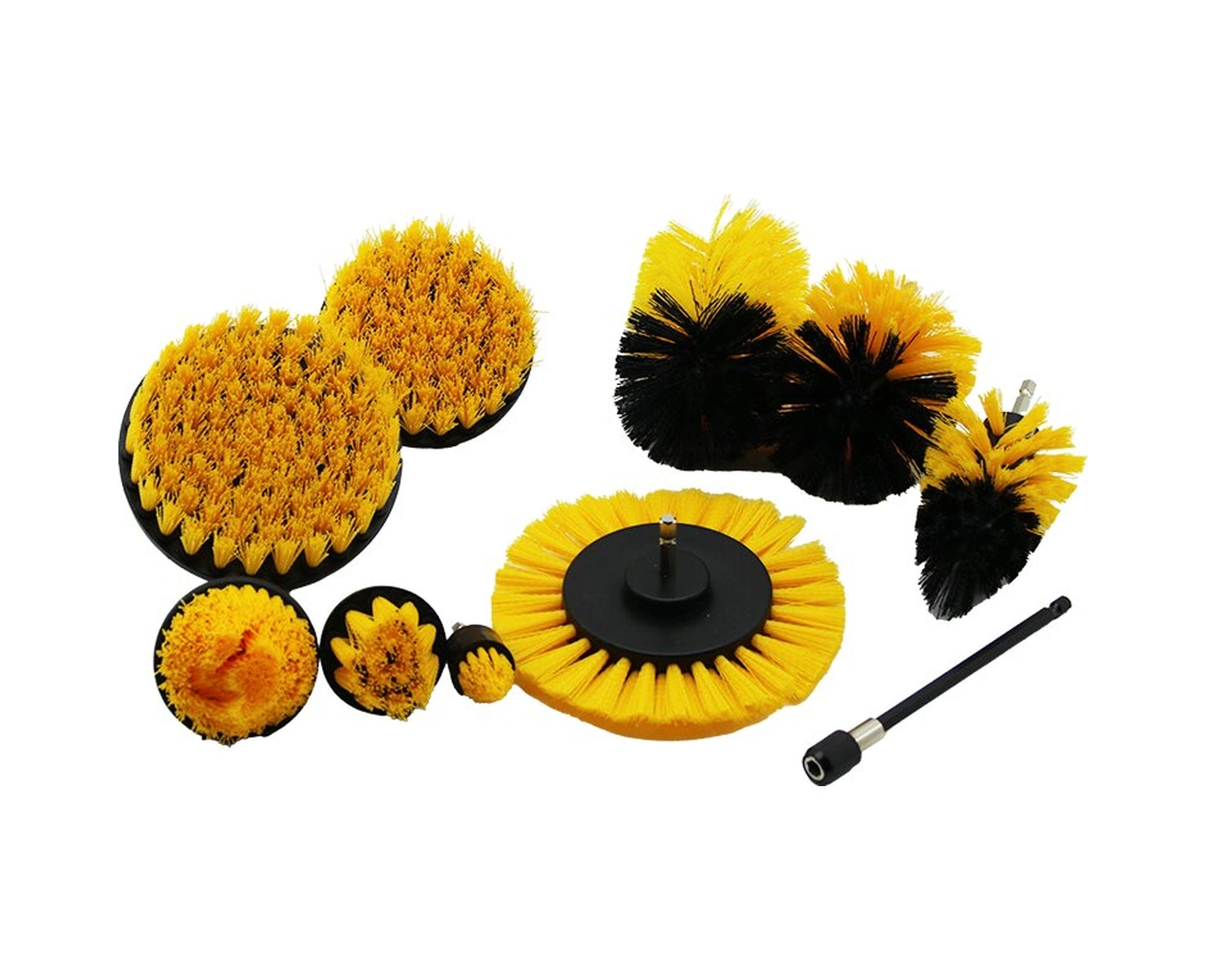 10pcs 9pcs Fırça + 1pcs Uzatma Aparatı 15cm Matkap Uçlu Fırça Seti 4741