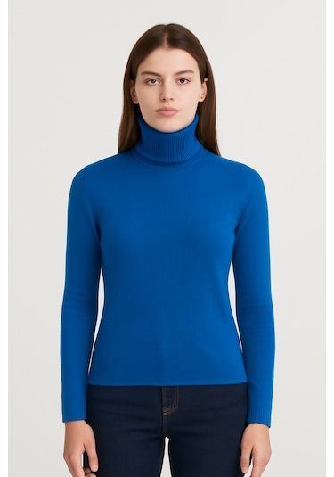 5 Li Paket Kadın Basic Tam Balıkçı Yaka Kazak Çok Renkli-2