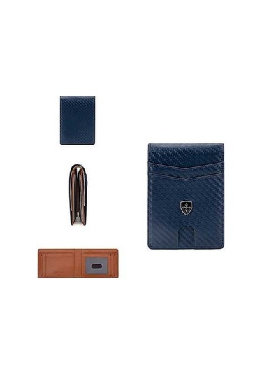 Createtech Bosphorusboutique Xıxun Tutucu, Mavi Rfıd Cüzdan, İnce Fiber Erkek Cüzdan, Anti-manyetik Pj Mavi