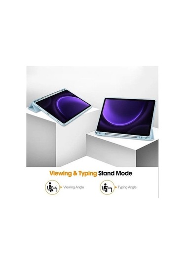 Dancemonkey Samsung Tab S9 Fe Kalem Yuvası Kılıfı - Buz Mavisi, Güçlü Ve Şık Koruma