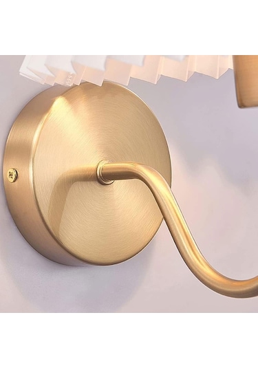 Modern Pileli Kumaş Gölge Duvar Sconce Retro Rustik Duvar Lambası Antik Çiftlik Evi Dekor Duvar Işığı Altın Altın