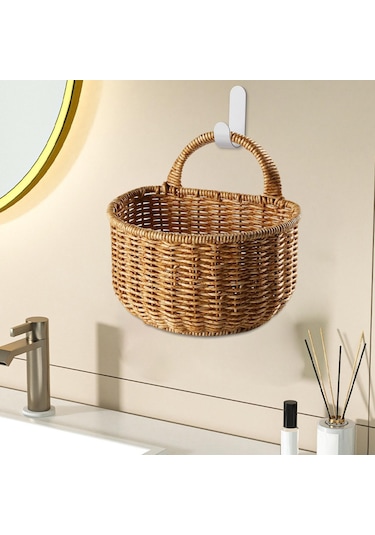 Suntek Magideal Duvar Asılı Sepetler Çiftlik Evi Banyo Ev 17cmx15cm Kahverengi