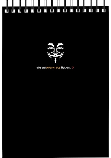 Notebook for Developers - Anonymous Hackers - Siyah - Kısmi Lak'lı Yumuşak Kapak - 50 Yaprak - Kareli - Spiralli Bloknot