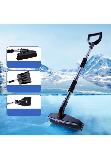 Sones Paslanmaz Çelik Açılıp Kapanabilen Araba Kar Küreği Fırça Seti Siyah