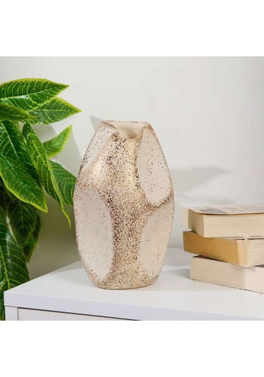 Evidea Deco Urthania Vazo - Bej / Gold - 25 Cm Bej / Altın