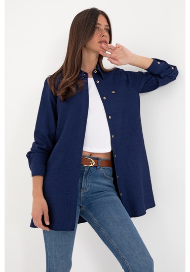 U.s. Polo Assn. Kadın Lacivert Gömlek Tunik Dokuma 50306411-vr033 Lacivert