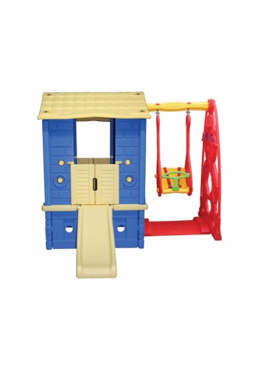 King Ev Kaydıraklı Salıncaklı Mavi/krem