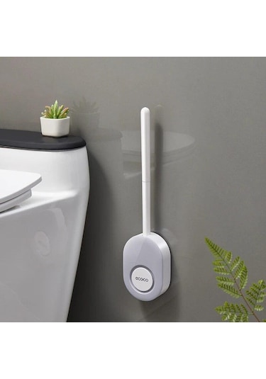 Gri Duvara Monte Tuvalet Fırçası Tutucu, Ölü Açı Yok Silikon Tuvalet Fırçası Seti Temizleme Fırçası Banyo Aksesuarları