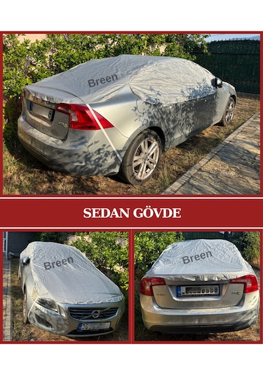 Gri Yarım Araba Brandası, Su Geçirmez, Güneşten Korur, Toz Ve Kir Önleyici, Buzlanma Önleyici Gri