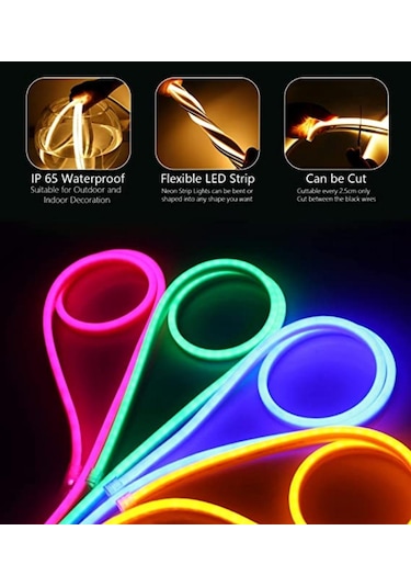 Neon Led Şerit Işık Seti Rgb Renkli Bluetooth Smart 2.5 Metre