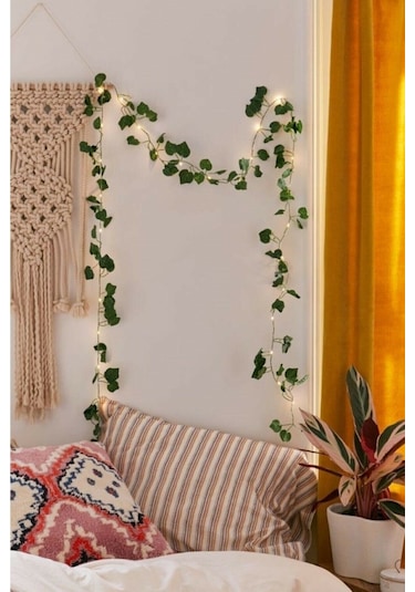 Dekoratif Yeşil Yapraklı Yapay Sarmaşık Ve Peri Led Gün Işığı Renk Yeşil