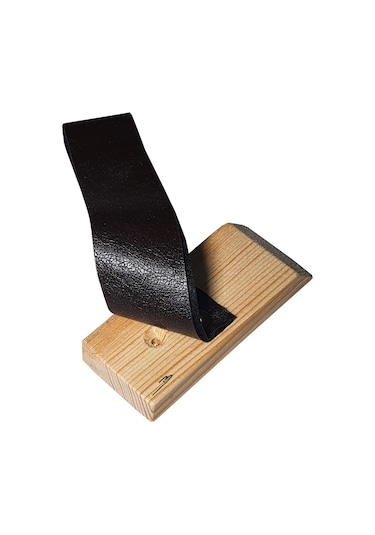 Doğal Ahşap Duvar Deri Kemerli Raf Ayağı 2li Set Raf dahil değil