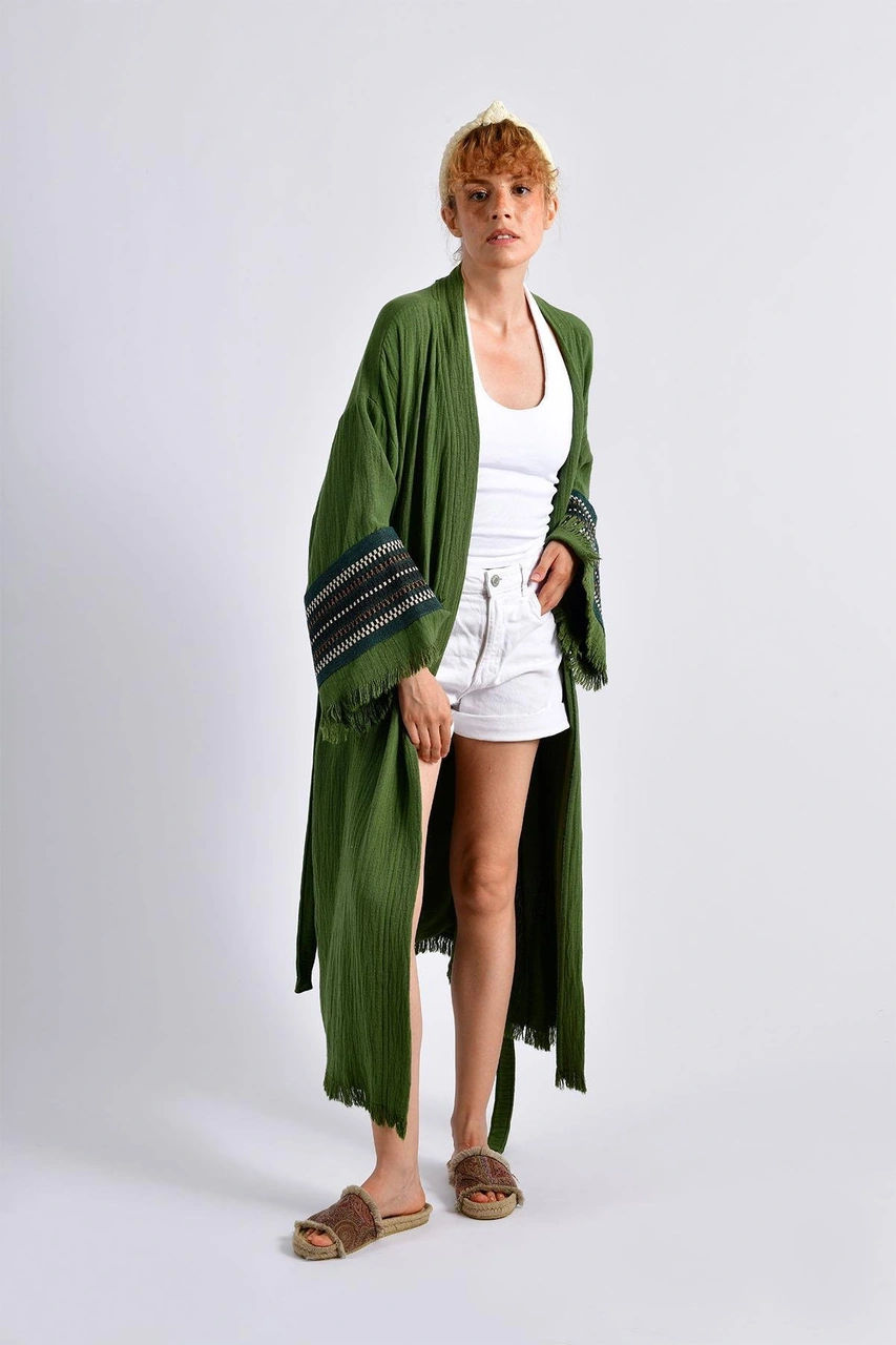 Brandsmithshop Olive Zeytin Yeşili Symbol Nomad Kimono Çok Renkli