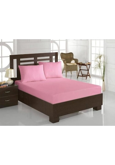 Penye Tek Kişilik Lastikli Çarşaf Pembe (541543377)