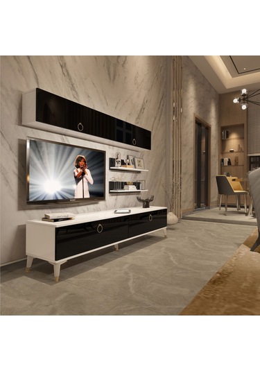 Decoraktiv Eko 5 Mdf Std Gold Tv Ünitesi Tv Sehpası Beyaz - Siyah