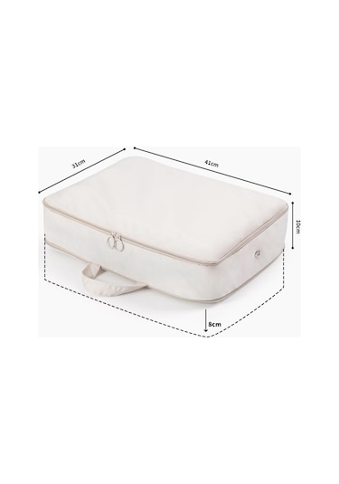 Homyl Yorgan Saklama Çantası Kendini Sıkıştırma Bej