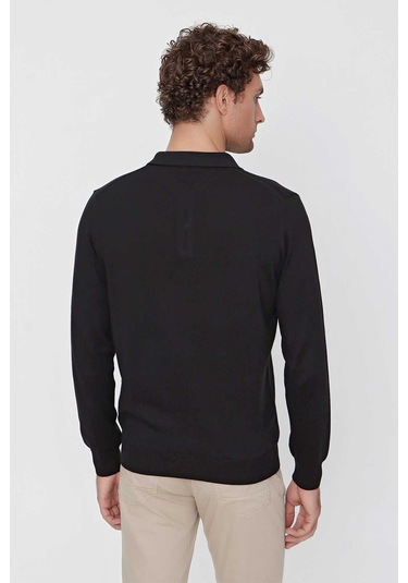 Basic Dinamik Fit Rahat Kesim Polo Yaka Triko Kazak 99kc017001001 Siyah