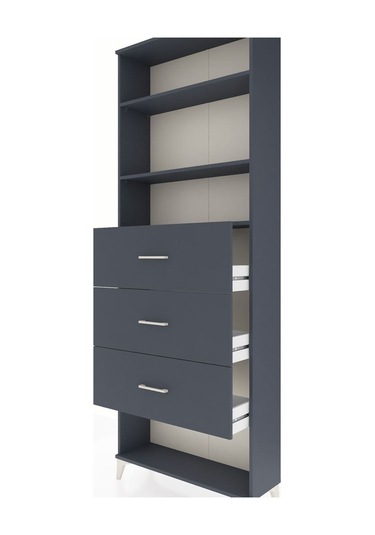 Arges Dolap 3 Raflı 3 Çekmeceli 88x30x243 Antrasit-antrasit Antrasit