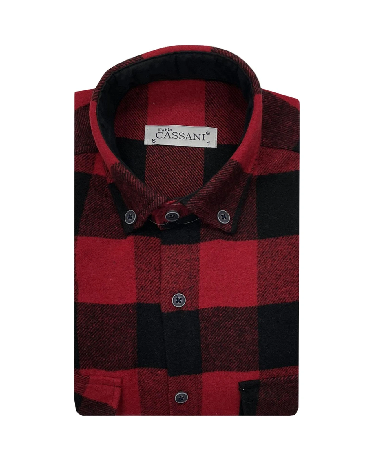 Fabio Cassani Erkek Kışlık Hakiki Oduncu Gömleği - 7398 Kırmızı