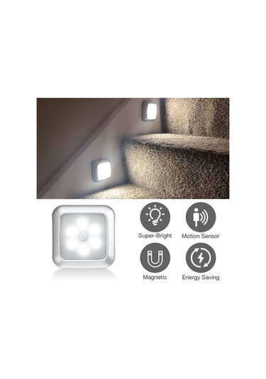 Cbtx Kare İnsan Kızılötesi Sensör Işığı Gece Lambası - Gümüş / Sıcak Işık Diğer