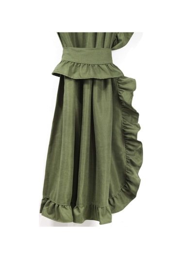 Poli Perde Çift Kanat Dikey Fırfırlı Zümrüt Yeşili