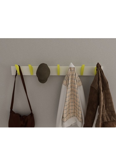 Hepsi3boyutlu Modern Duvar & Kapı Kanca Askılık - 7 Adet Sarı Kanca Askılık - Model No : 5 Sarı