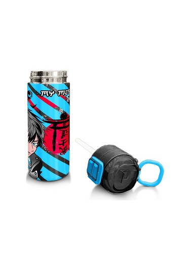 Coral High Kids Siyah Mavi Anime Desenli Pipetli Ve Direkt İçim Çelik Termos 500 Ml 31840 Mavi - Siyah