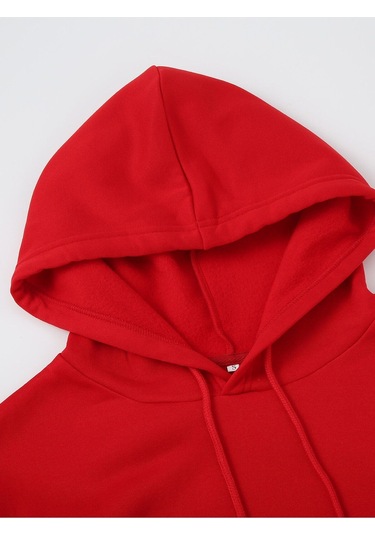 Unisex Kadın/Erkek Kanguru Cepli Büzgülü Kapüşonlu Üst