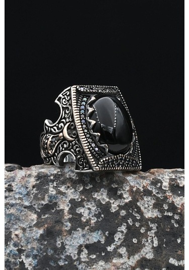 Minare Oniks Taşlı 925 Ayar Gümüş Erkek Yüzüğü 901682