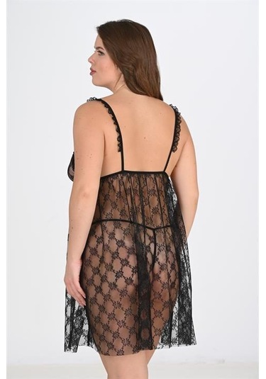 Aria's Closet Büyük Beden Siyah Gecelik 3041 Siyah