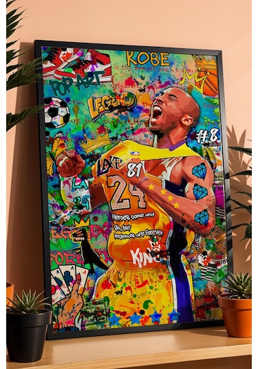 Kobe Bryant Çerçeveli Tablo Basketbol Severlere Hediye Street Art