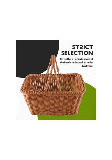Xiaaokeji Dayanıklı Yapay Rattan El Yapımı Taşınabilir Piknik Sepeti Rattan Kahverengi