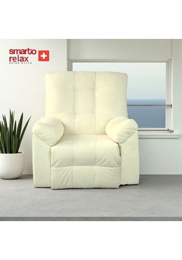 Smarto Relax Tv Koltuğu Venisia Sabit Ergonomik Kadife/şönil Beyaz Dekoratif Baba Koltuğu Beyaz