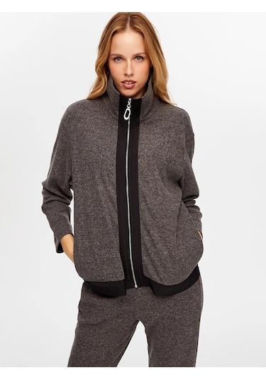 Faik Sönmez Dokuma Garnili Kaşkorse Örme Kadın Eşofman Üstü W26esu001 Antrasit