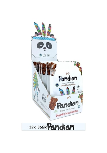 12'li Pandian Organik Çocuk Çikolatası 36 Gr