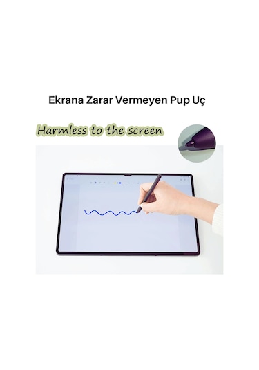 Galaxy Tab S9 Fe - S9 Plus Uyumlu Avuç İçi Algılamayan Dokunmatik Stylus Spen Kalem Siyah